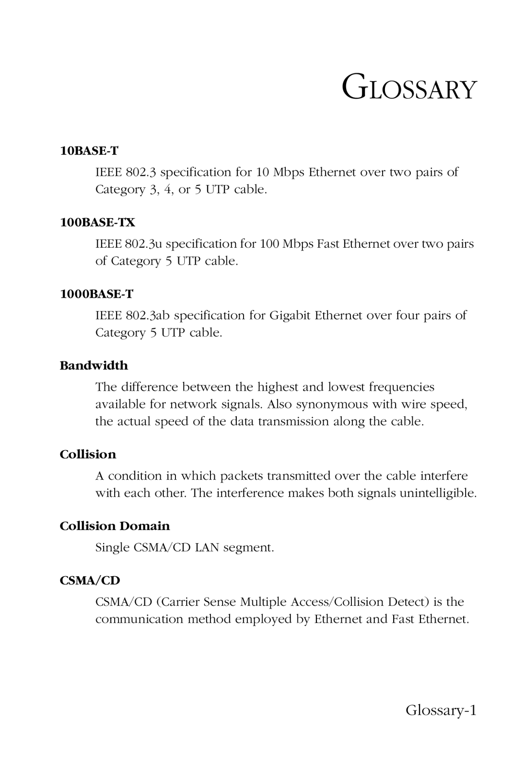 SMC Networks SMC9452TX manual Glossary-1 