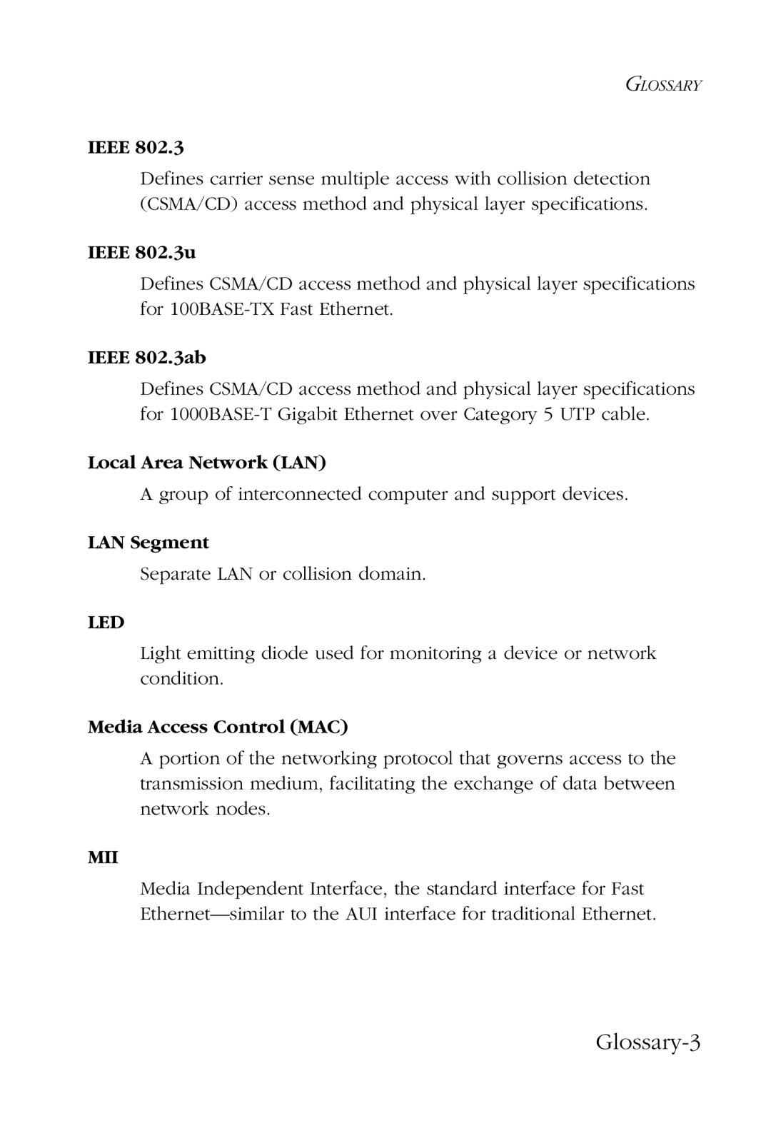 SMC Networks SMC9452TX manual Glossary-3 