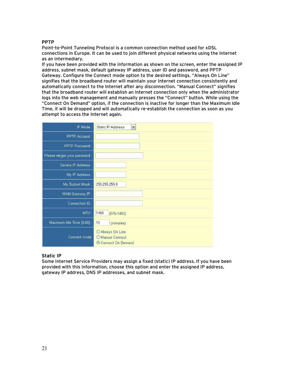 SMC Networks BR14VPN, SMCBR 18VPN manual Static IP 