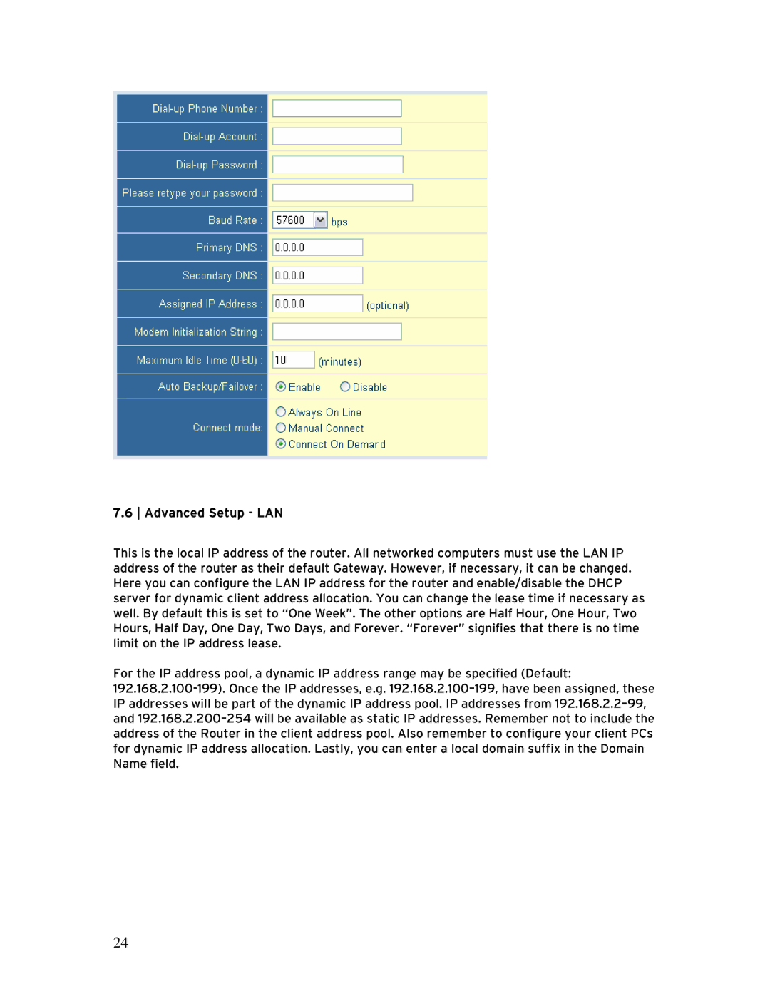 SMC Networks SMCBR 18VPN, BR14VPN manual Advanced Setup LAN 