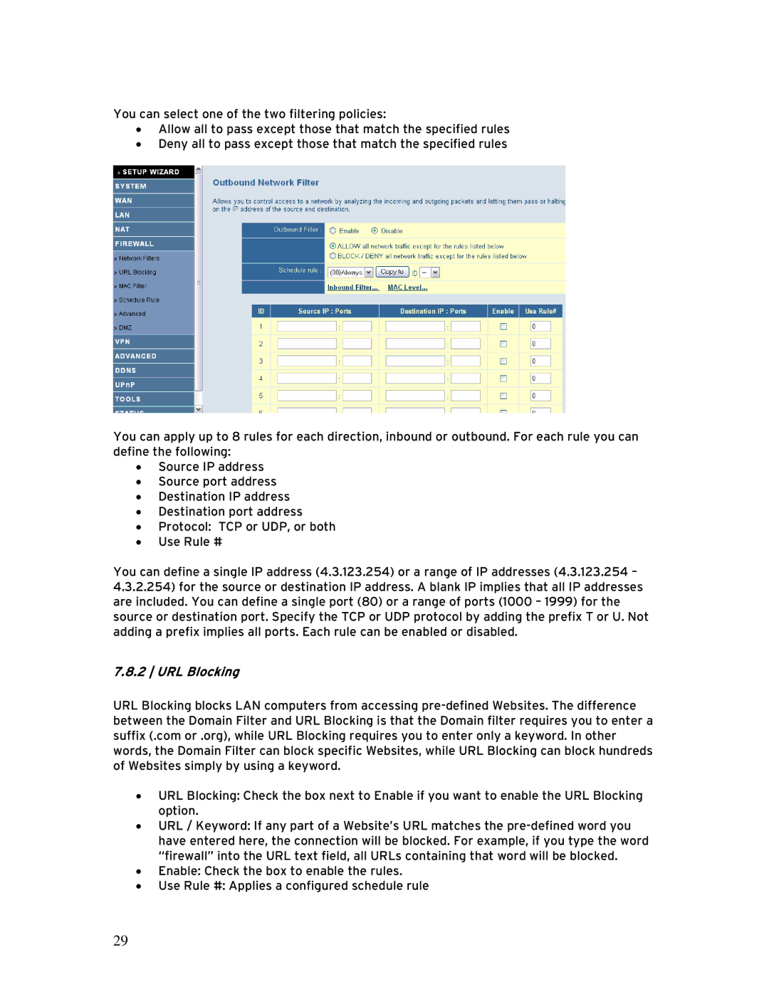 SMC Networks BR14VPN, SMCBR 18VPN manual URL Blocking 