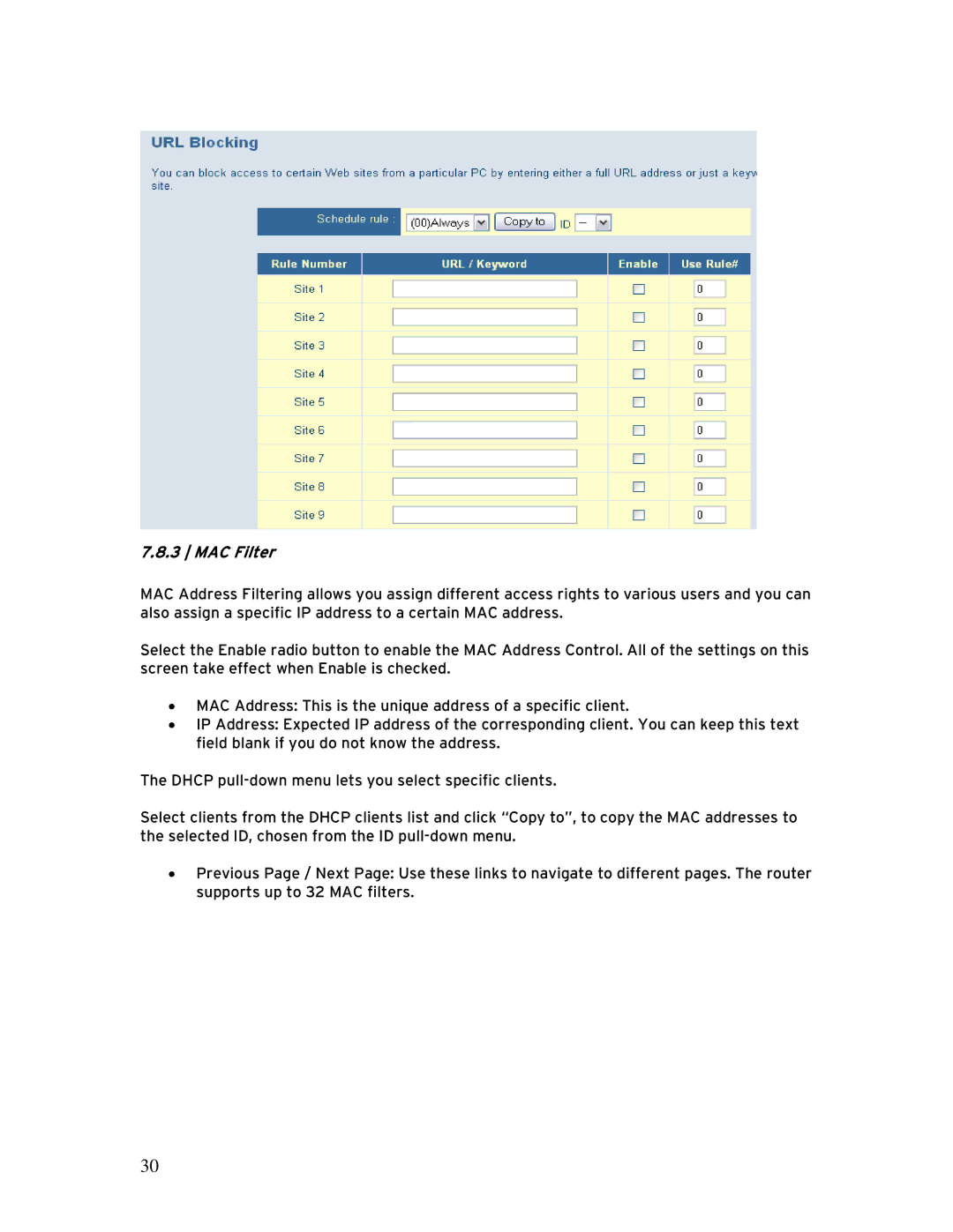 SMC Networks SMCBR 18VPN, BR14VPN manual MAC Filter 