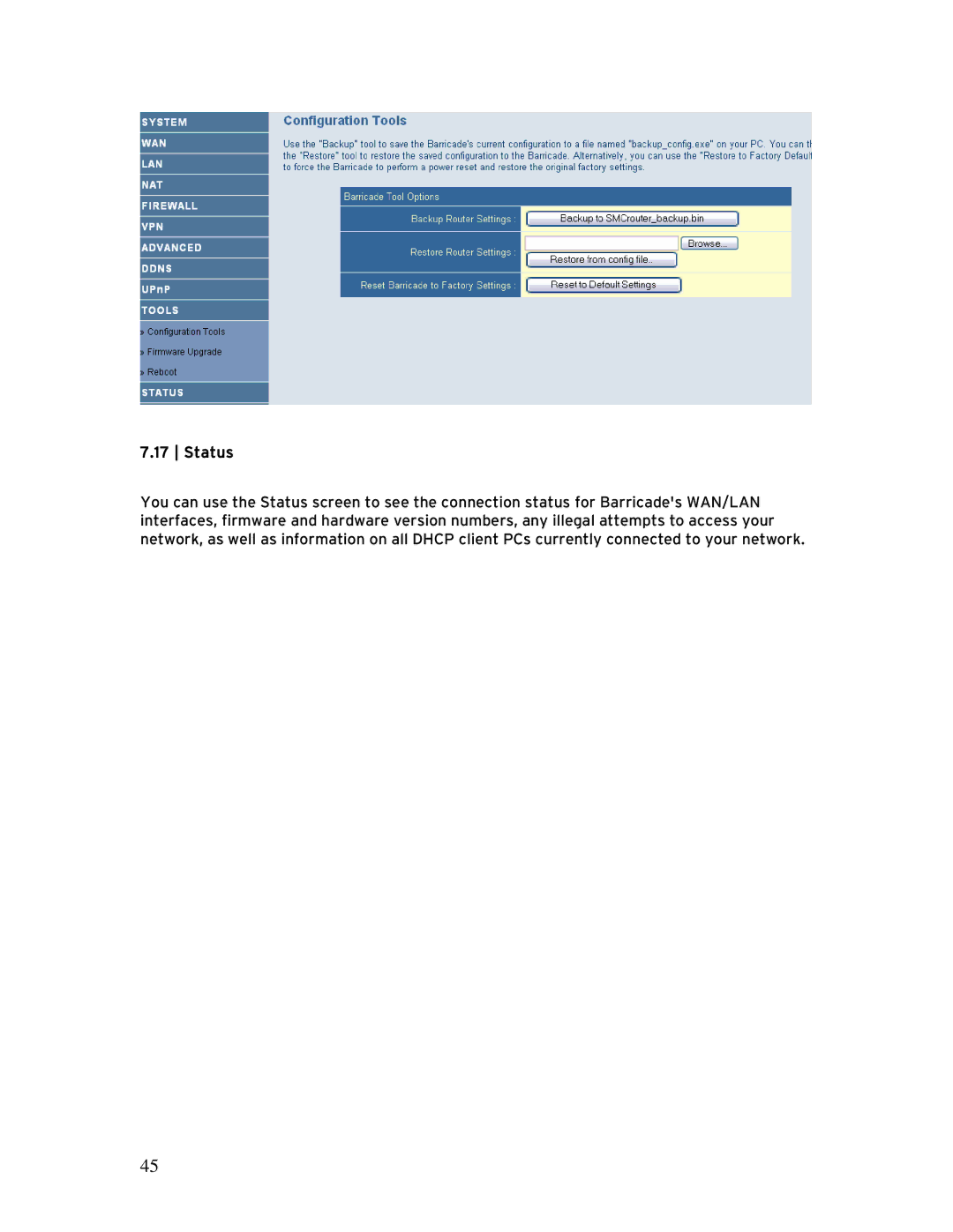 SMC Networks BR14VPN, SMCBR 18VPN manual Status 