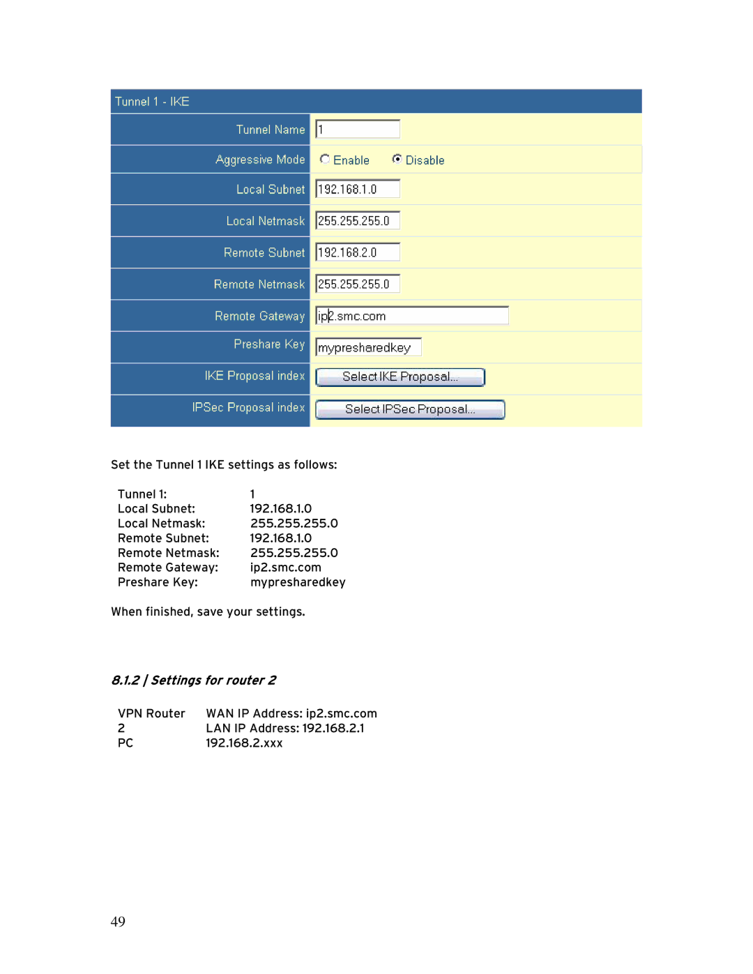 SMC Networks BR14VPN, SMCBR 18VPN manual Settings for router 