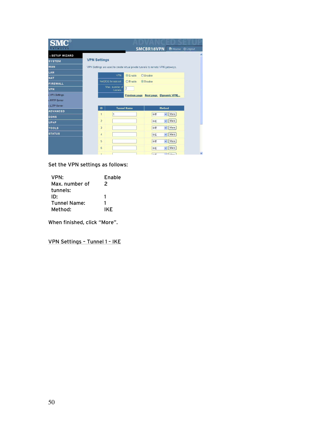 SMC Networks SMCBR 18VPN, BR14VPN manual Vpn 