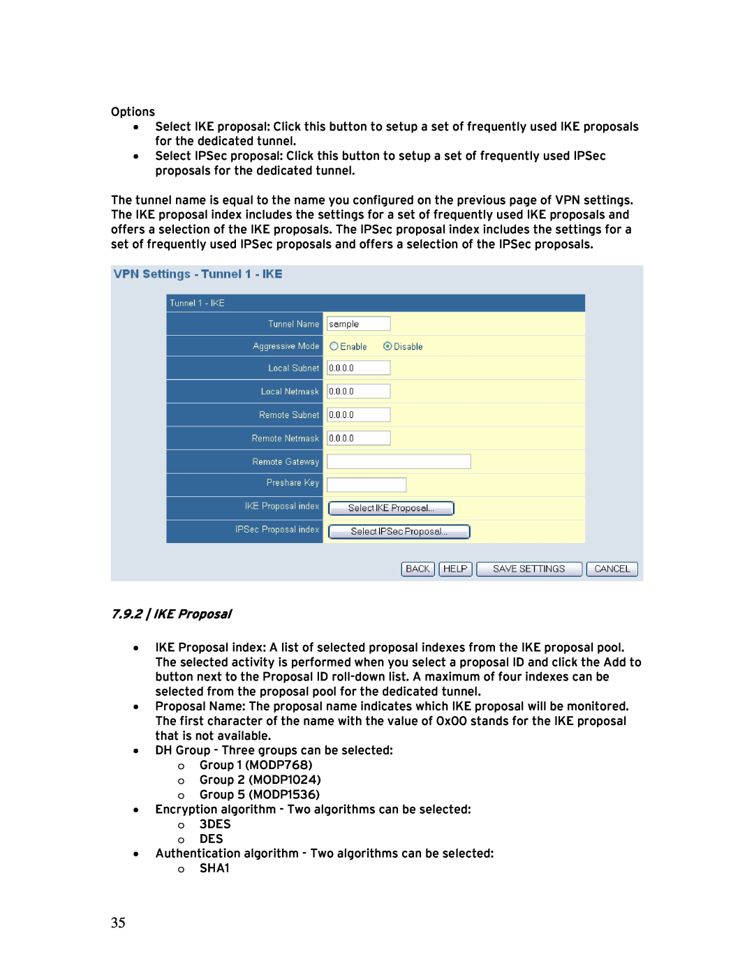 SMC Networks BR14VPN, SMCBR 18VPN manual IKE Proposal 