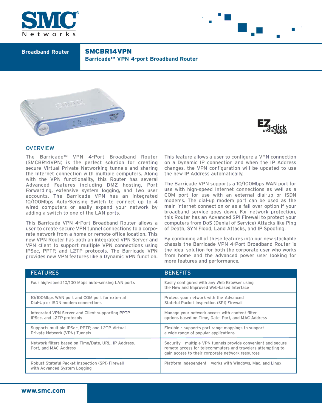 SMC Networks SMCBR14VPN manual 