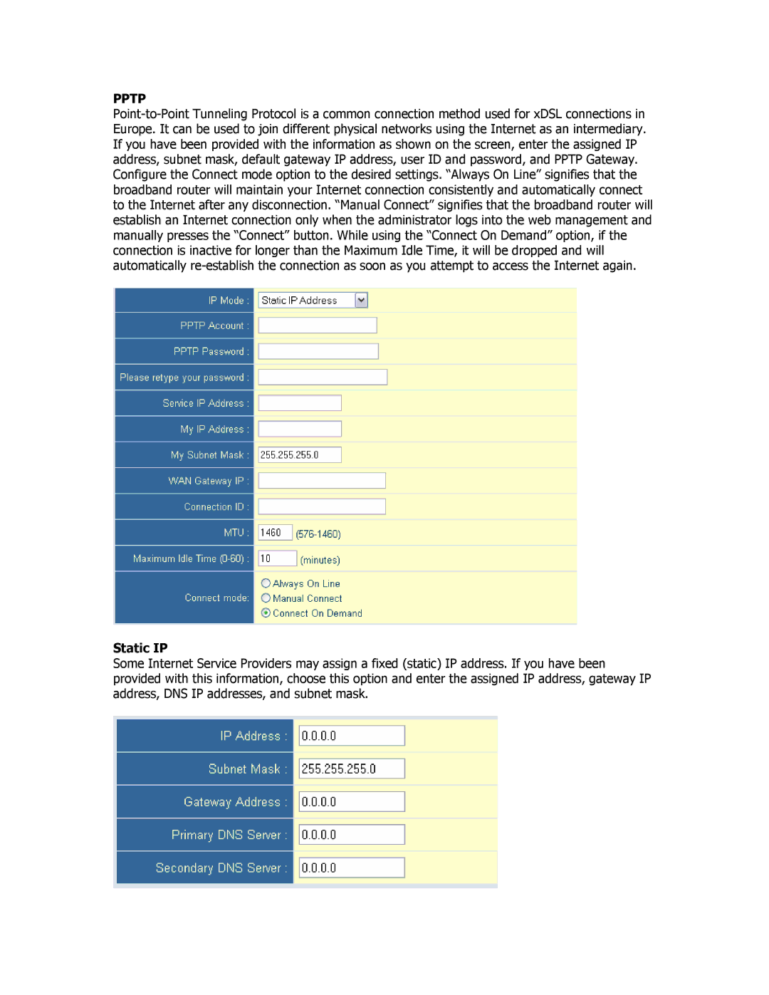 SMC Networks SMCBR18VPN manual Static IP 