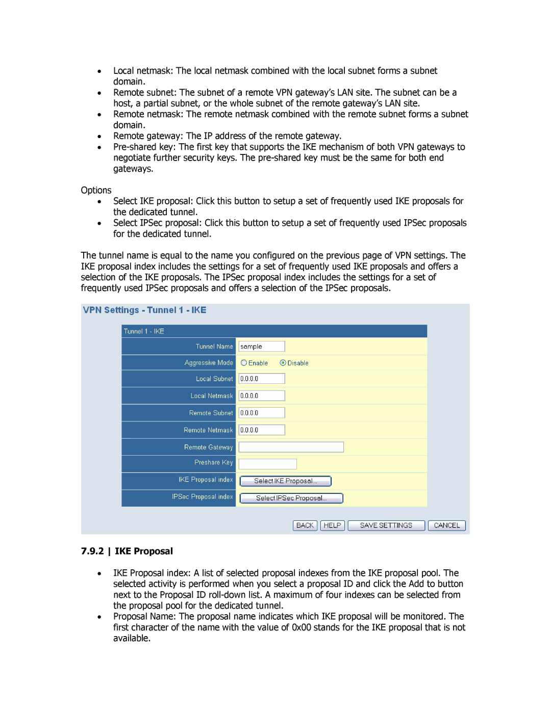 SMC Networks SMCBR18VPN manual IKE Proposal 