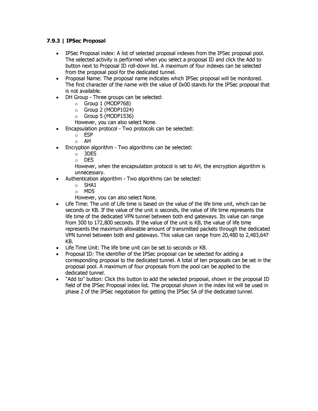 SMC Networks SMCBR18VPN manual IPSec Proposal 