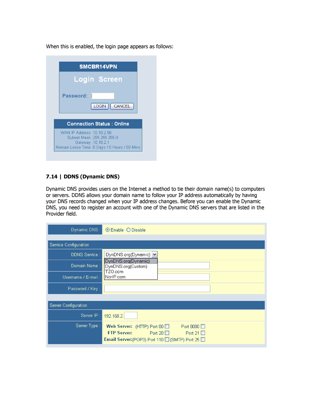 SMC Networks SMCBR18VPN manual Ddns Dynamic DNS 