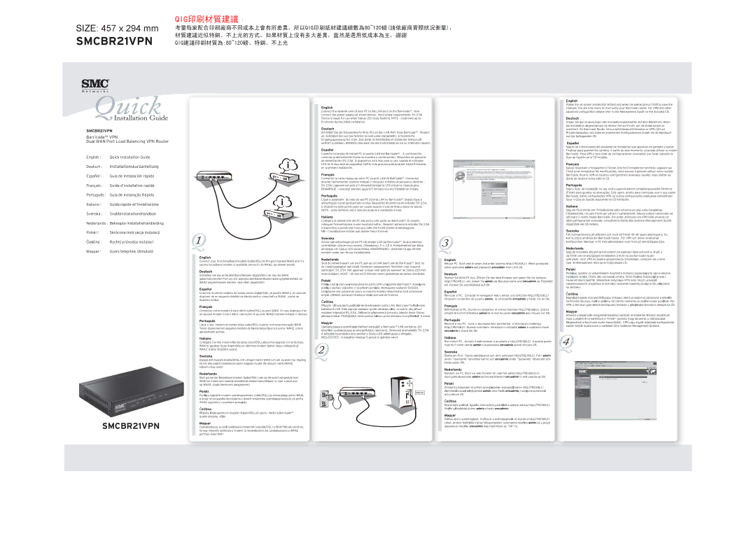 SMC Networks SMCBR21VPN manual English, Deutsch, Español, Français, Português, Italiano, Svenska, Nederlands, Polski 