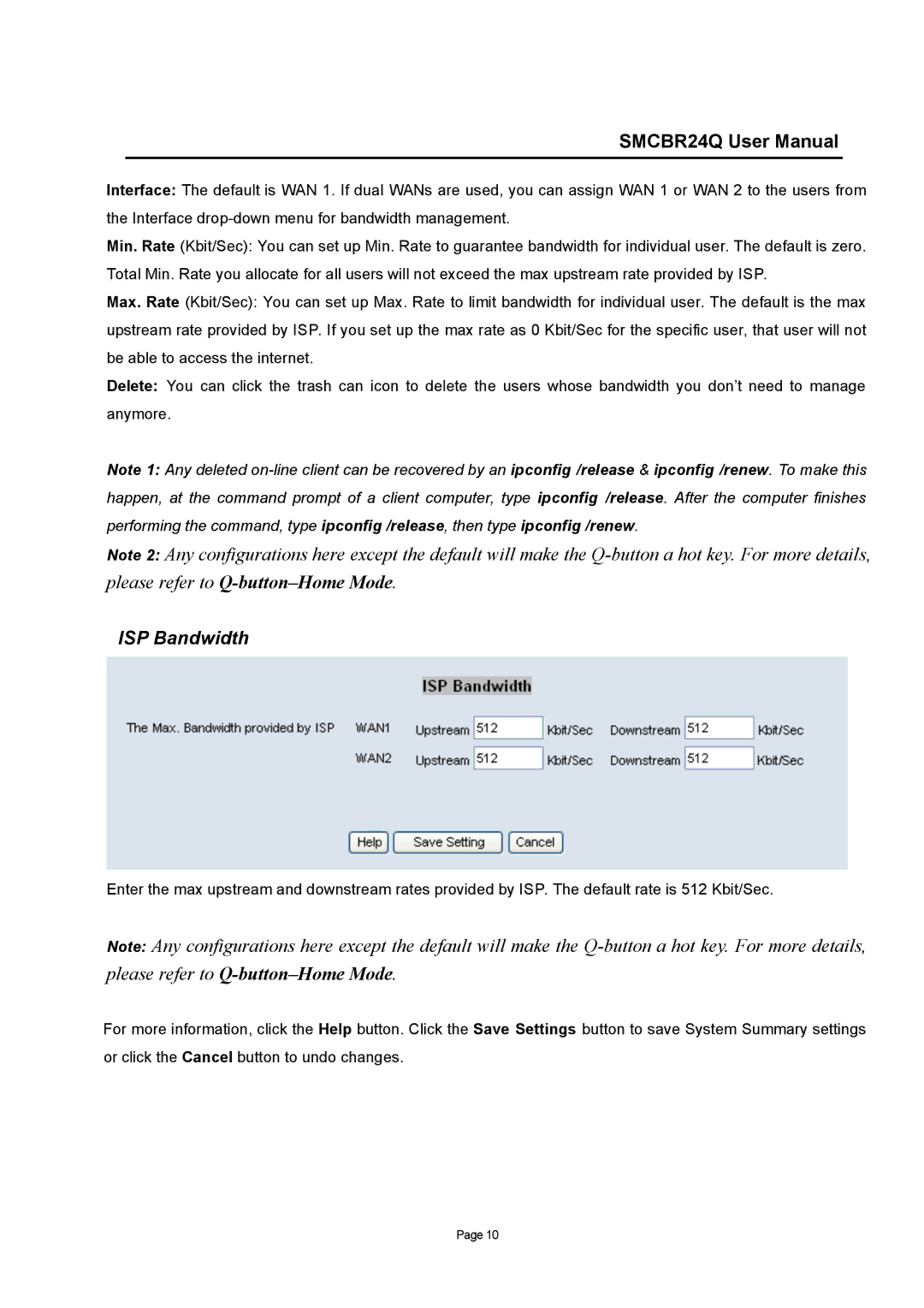 SMC Networks SMCBR24Q user manual ISP Bandwidth 