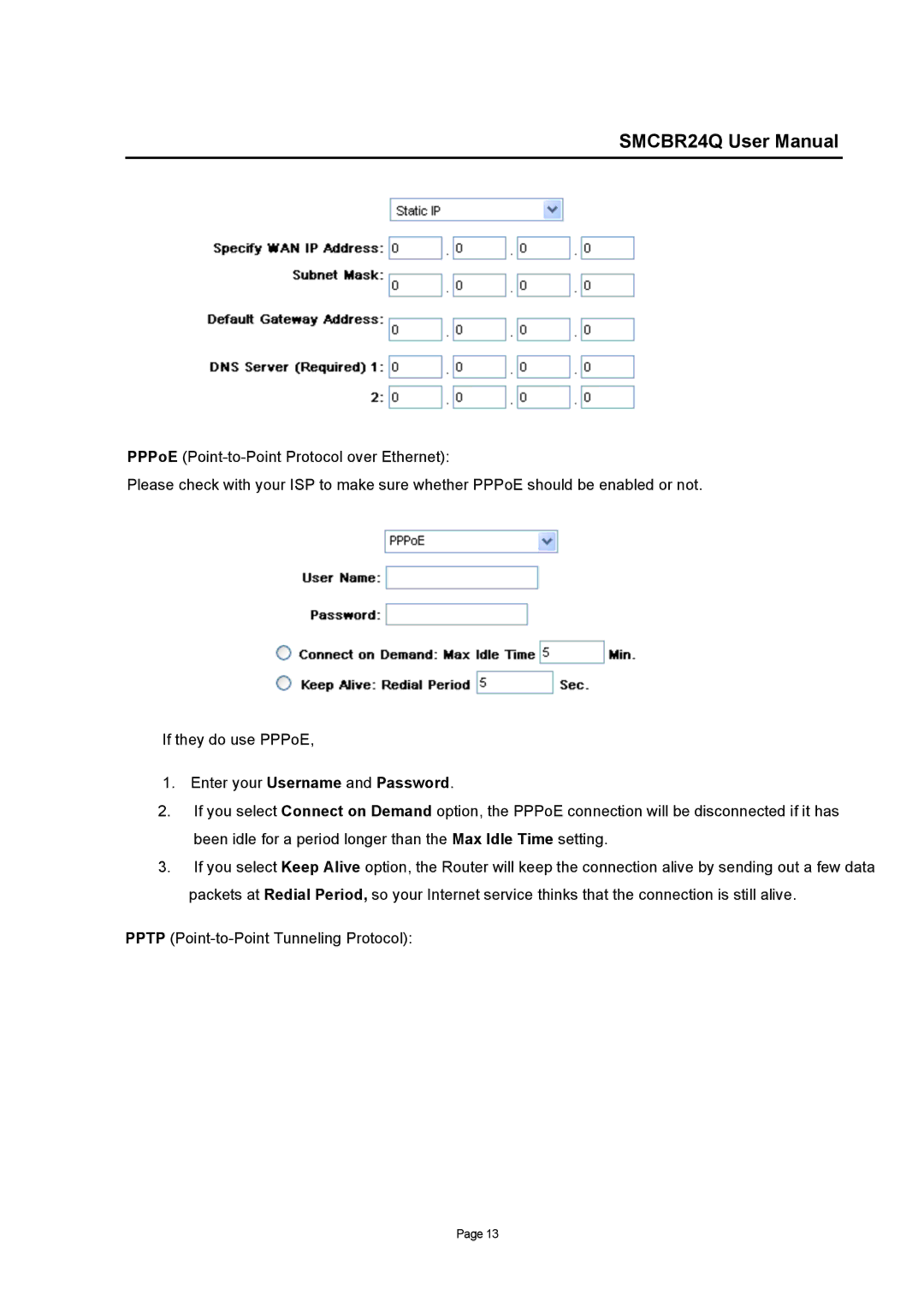 SMC Networks SMCBR24Q user manual Enter your Username and Password 