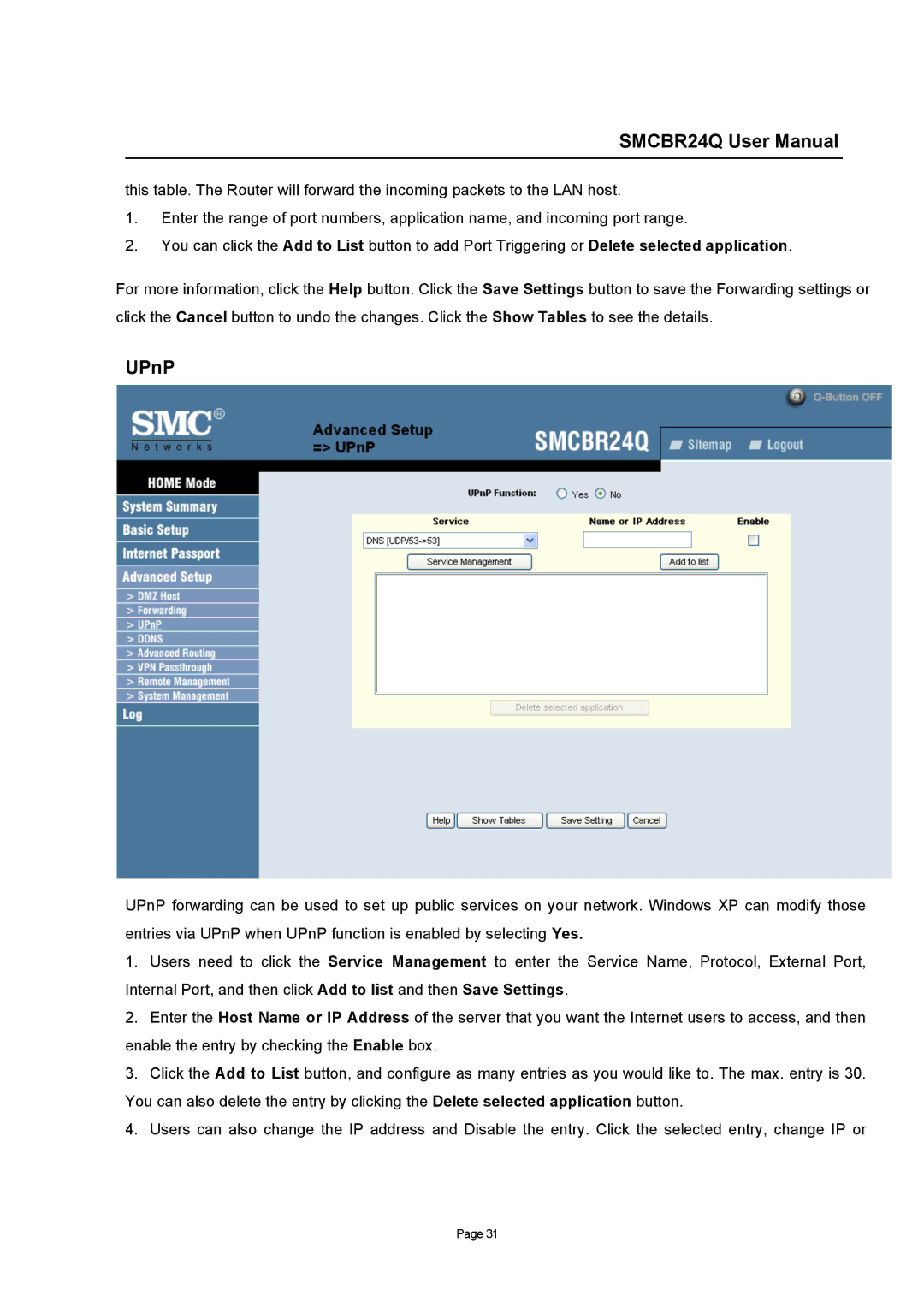 SMC Networks SMCBR24Q user manual UPnP 