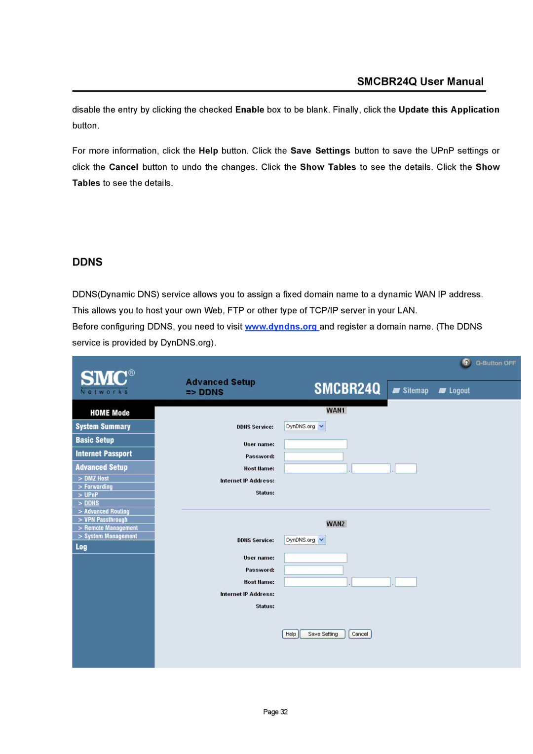 SMC Networks SMCBR24Q user manual Ddns 