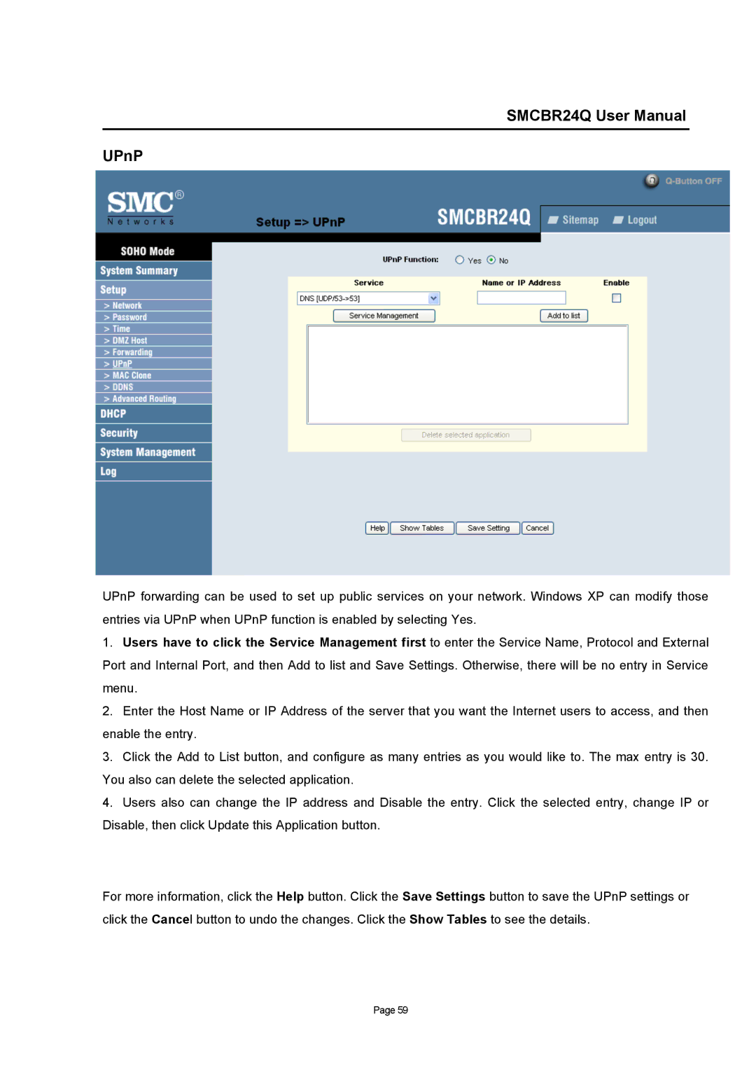 SMC Networks SMCBR24Q user manual UPnP 