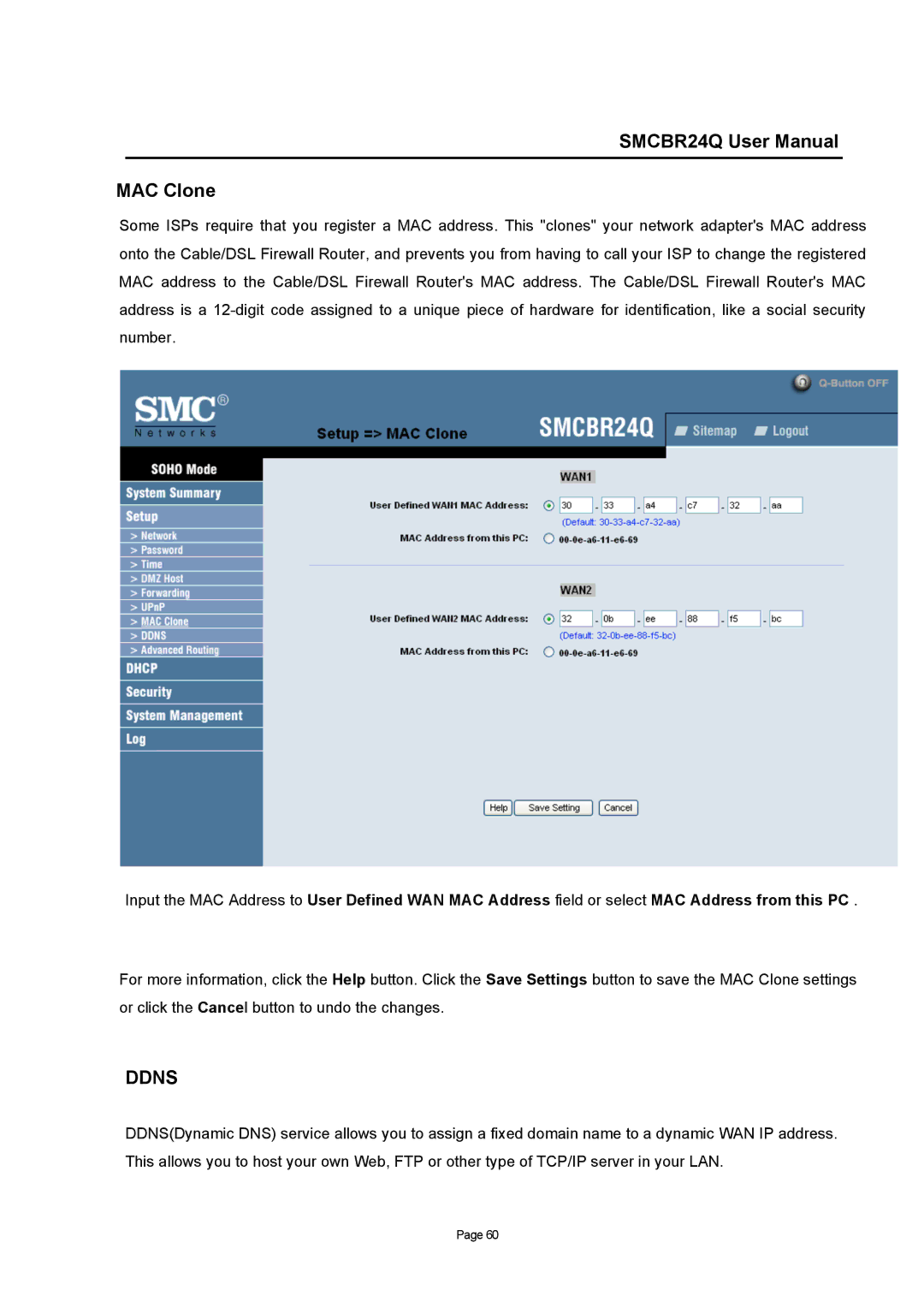 SMC Networks SMCBR24Q user manual Ddns 