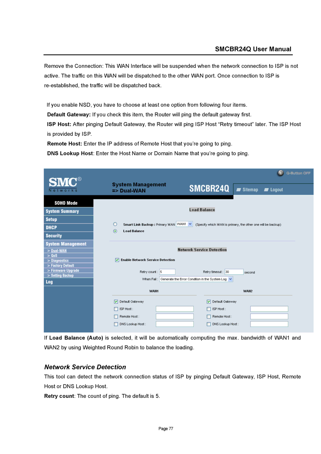 SMC Networks SMCBR24Q user manual Network Service Detection 