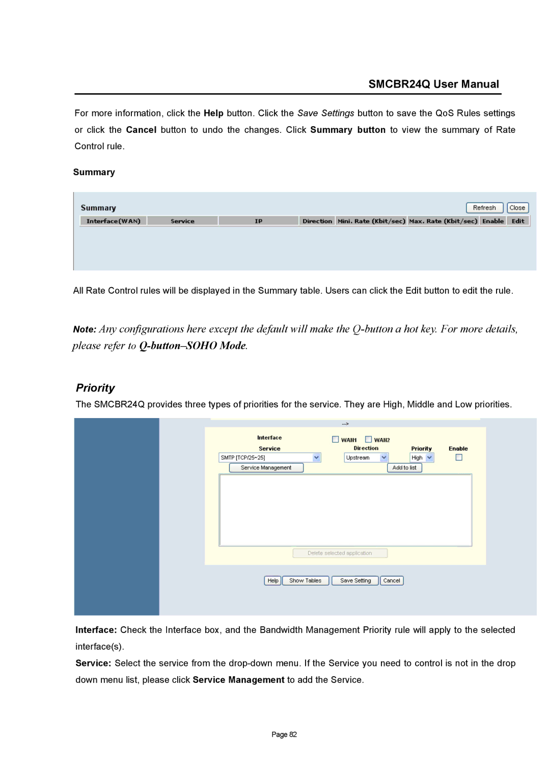 SMC Networks SMCBR24Q user manual Priority, Summary 