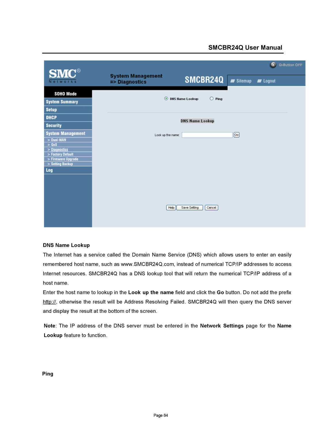 SMC Networks SMCBR24Q user manual DNS Name Lookup 