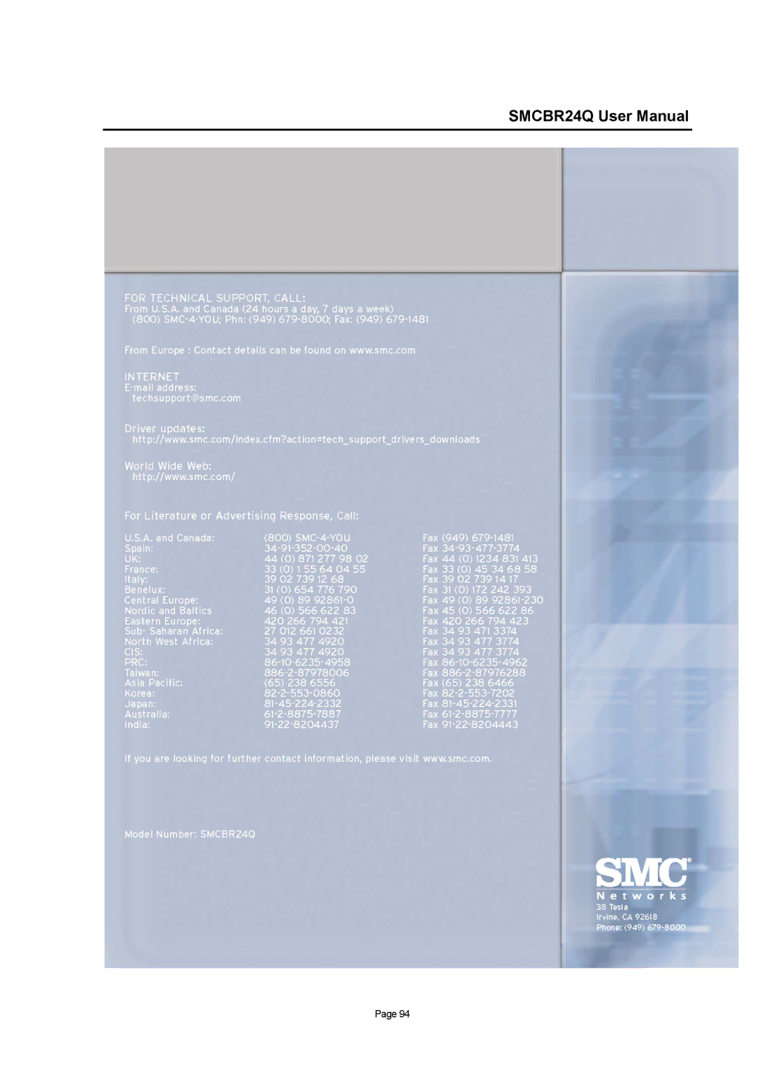 SMC Networks SMCBR24Q user manual 