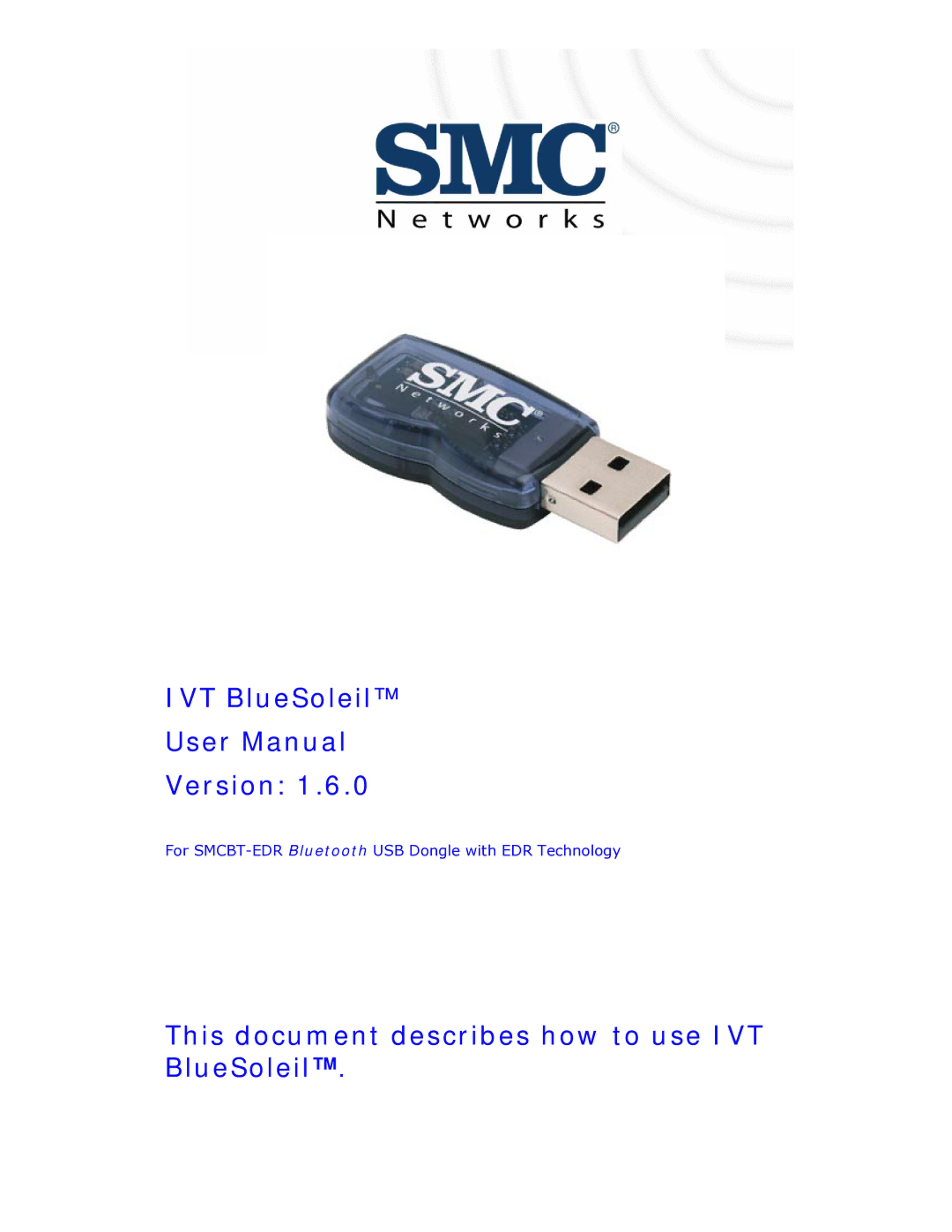 SMC Networks SMCBT-EDR manual IVT BlueSoleil Version 