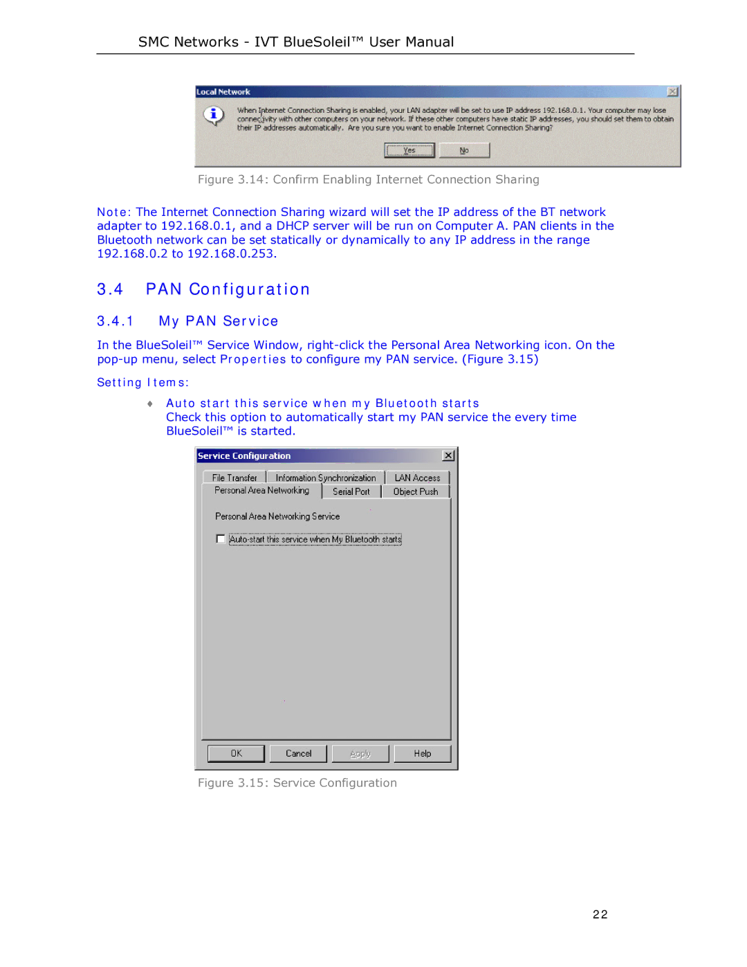 SMC Networks SMCBT-EDR manual PAN Configuration, My PAN Service 