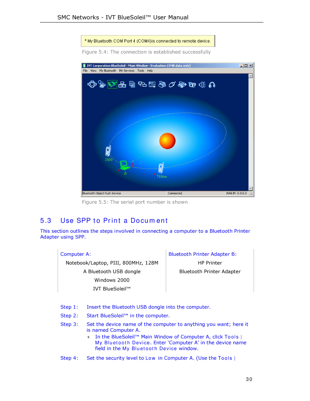 SMC Networks SMCBT-EDR manual Use SPP to Print a Document, Serial port number is shown 