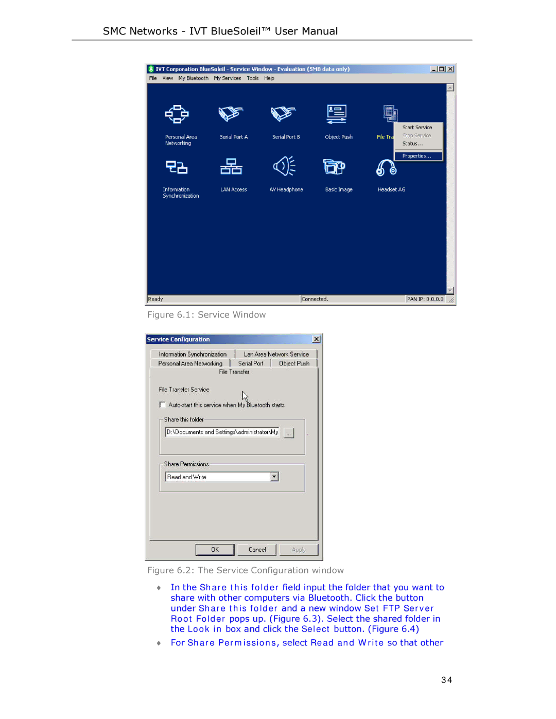 SMC Networks SMCBT-EDR manual For Share Permissions, select Read and Write so that other 