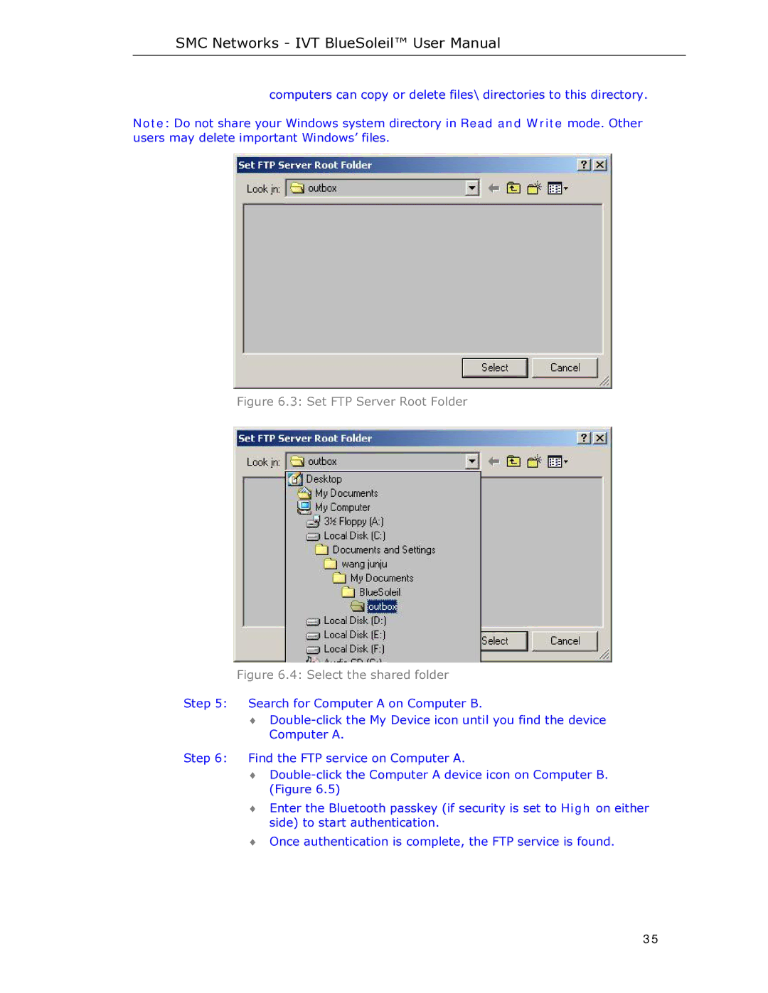 SMC Networks SMCBT-EDR manual Set FTP Server Root Folder 