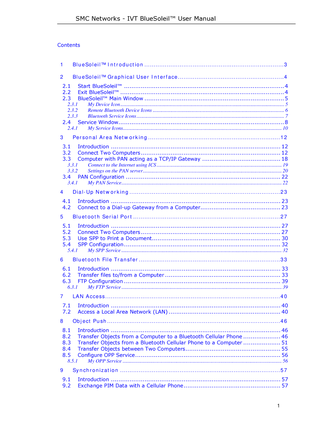 SMC Networks SMCBT-EDR manual Contents 