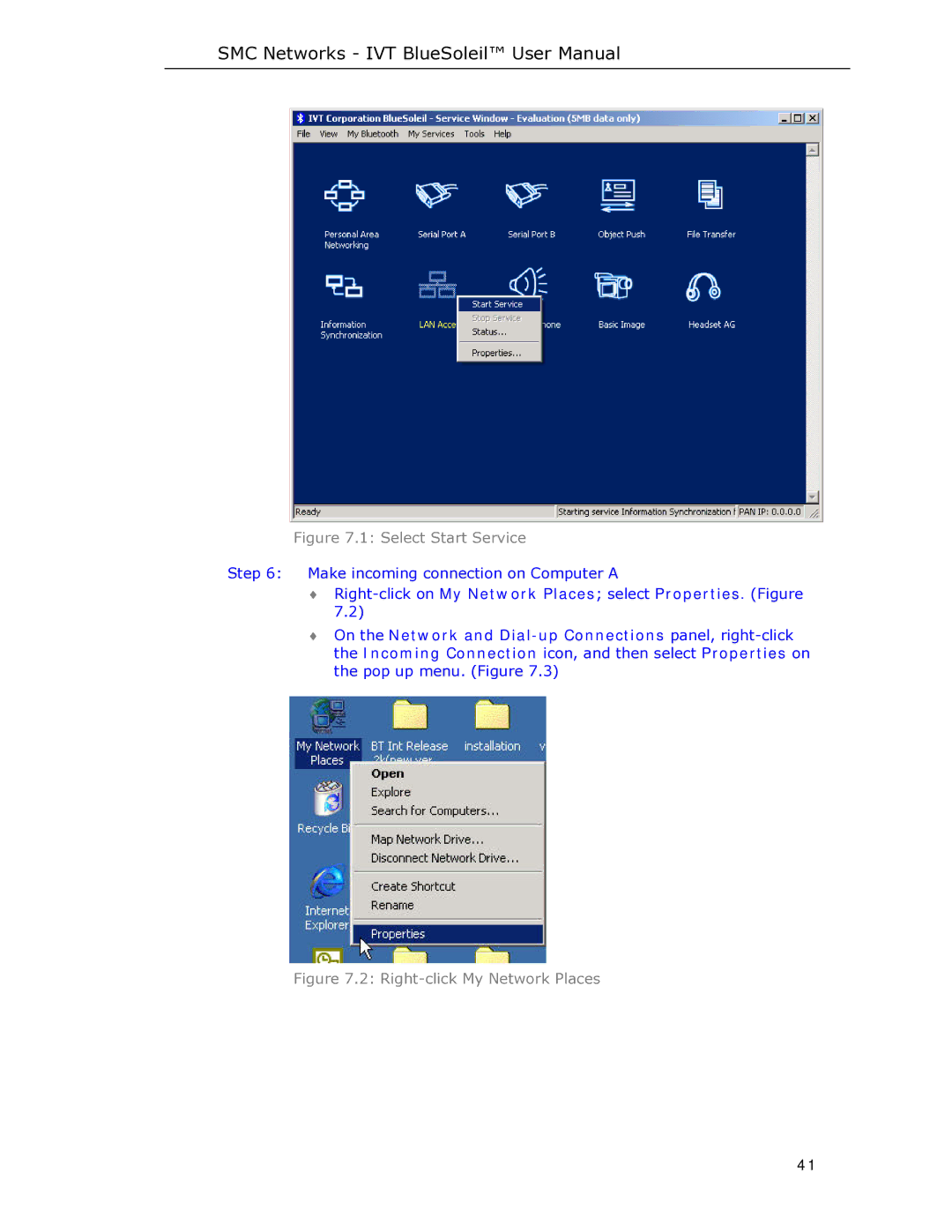 SMC Networks SMCBT-EDR manual Select Start Service 