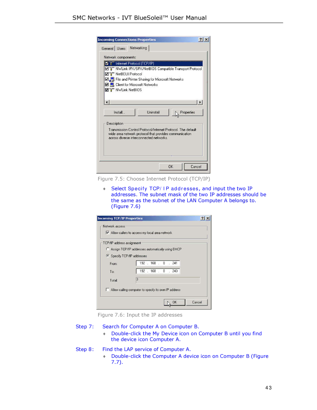 SMC Networks SMCBT-EDR manual Choose Internet Protocol TCP/IP 