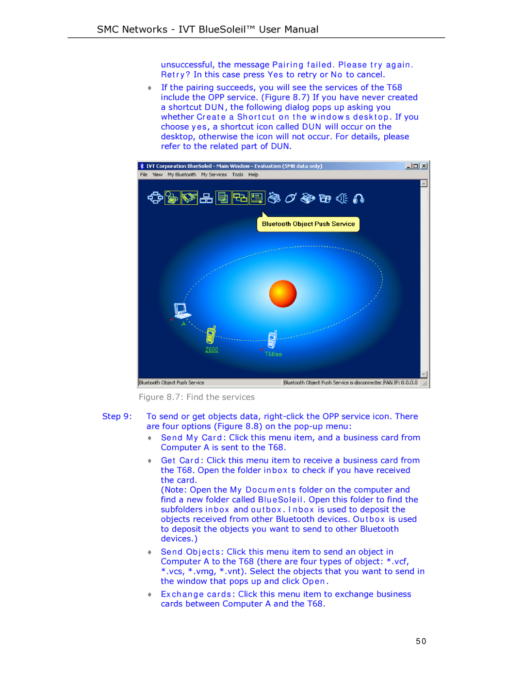 SMC Networks SMCBT-EDR manual Find the services 