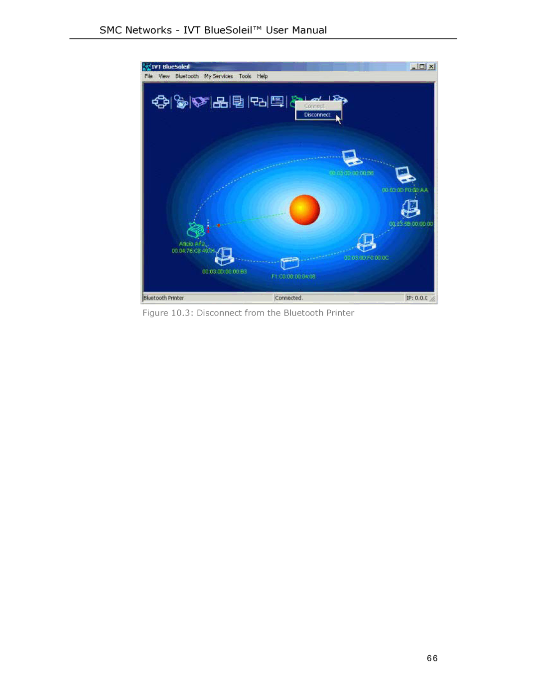 SMC Networks SMCBT-EDR manual Disconnect from the Bluetooth Printer 