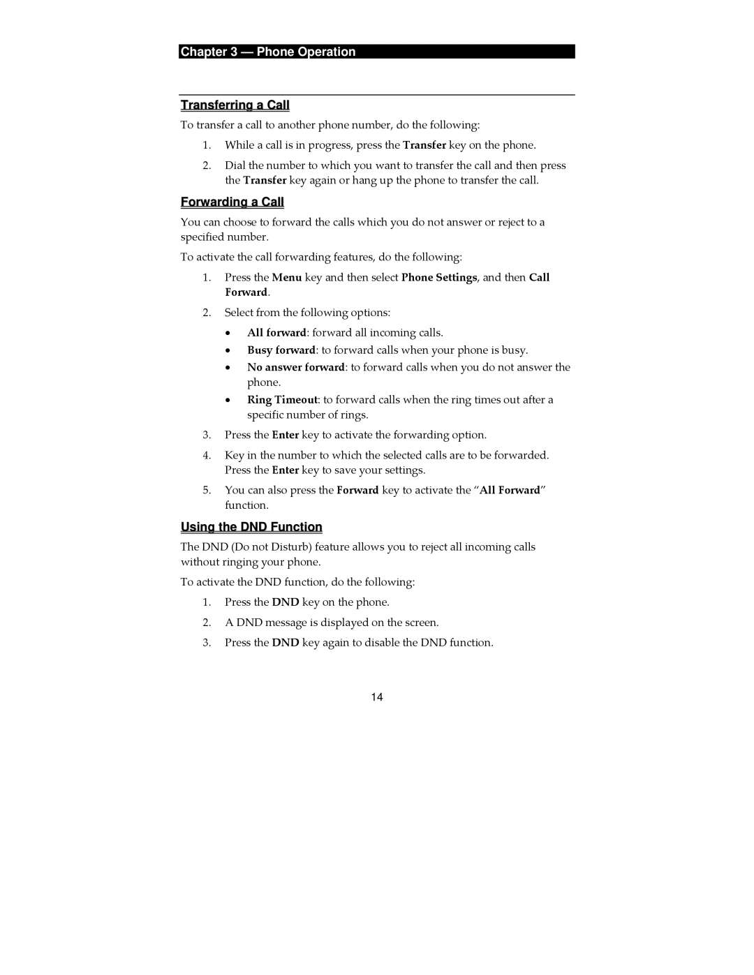 SMC Networks SMCDSP-200, SMCDSP-205 manual Transferring a Call, Forwarding a Call, Using the DND Function 