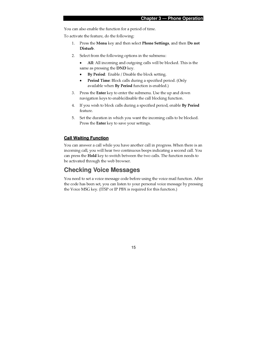 SMC Networks SMCDSP-205, SMCDSP-200 manual Checking Voice Messages, Call Waiting Function 