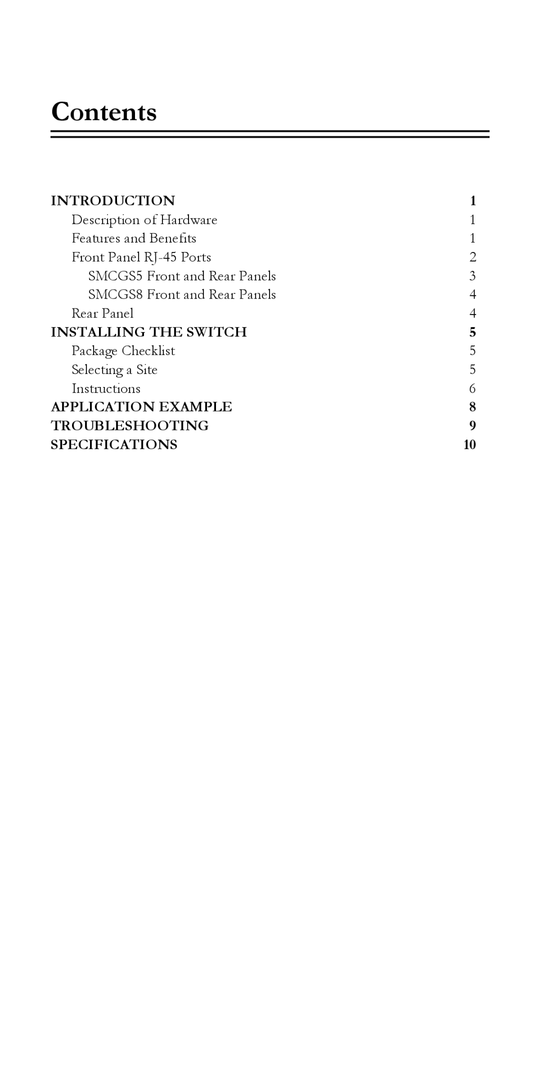 SMC Networks SMCG55 manual Contents 