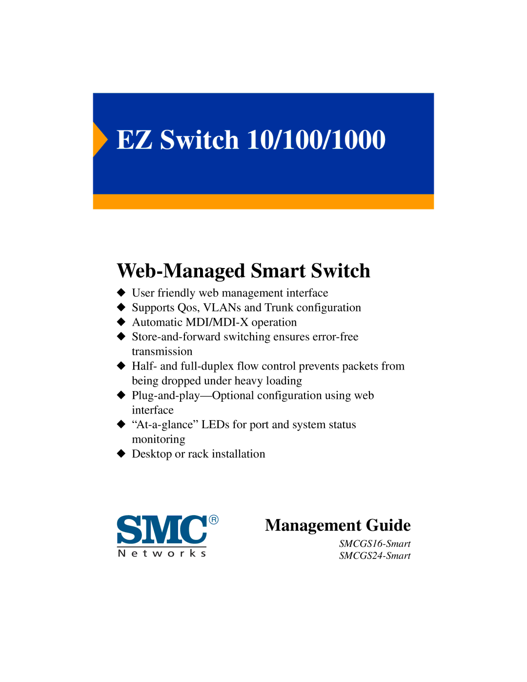 SMC Networks SMCGS24-Smart, SMCGS16-Smart manual EZ Switch 10/100/1000 