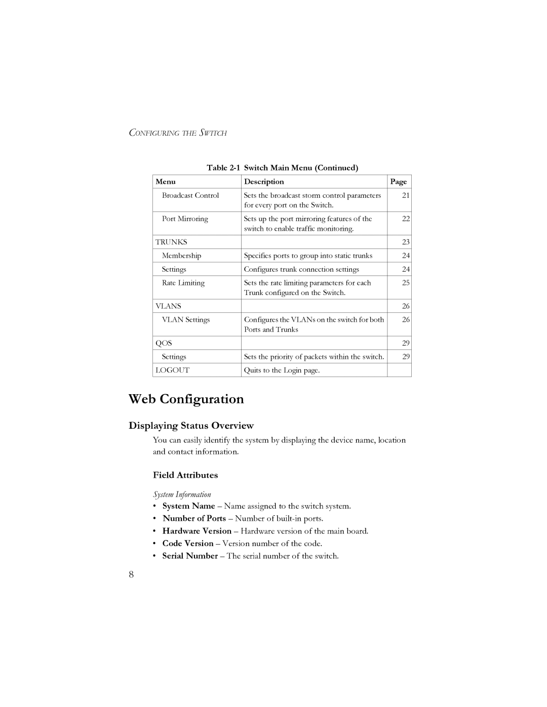 SMC Networks SMCGS16-Smart, SMCGS24-Smart manual Displaying Status Overview, Trunks 