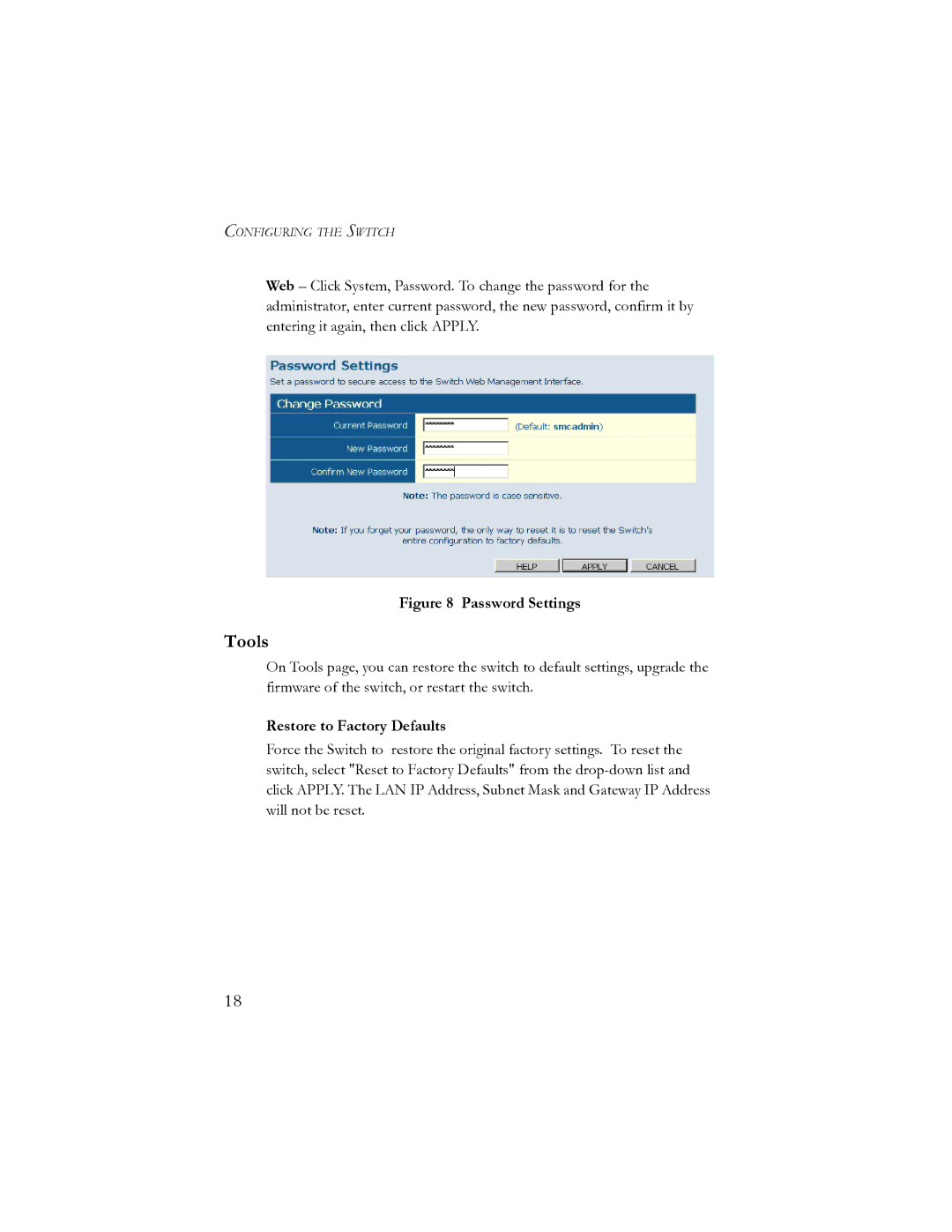 SMC Networks SMCGS16-Smart, SMCGS24-Smart manual Tools, Restore to Factory Defaults 