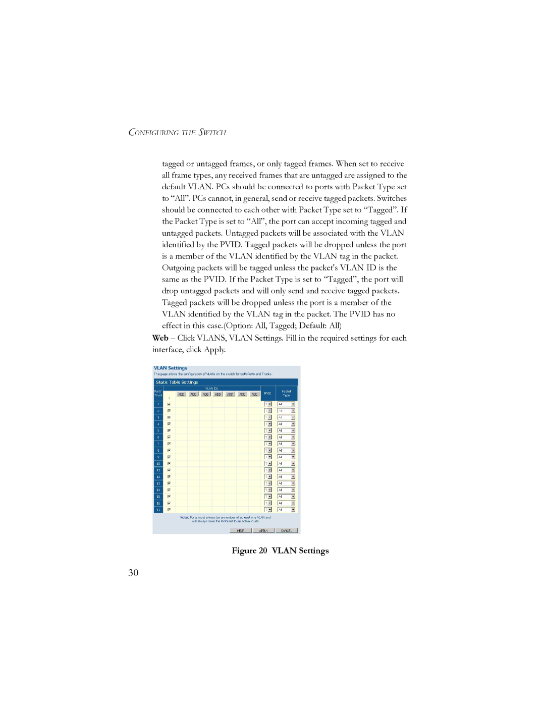 SMC Networks SMCGS16-Smart, SMCGS24-Smart manual Vlan Settings 