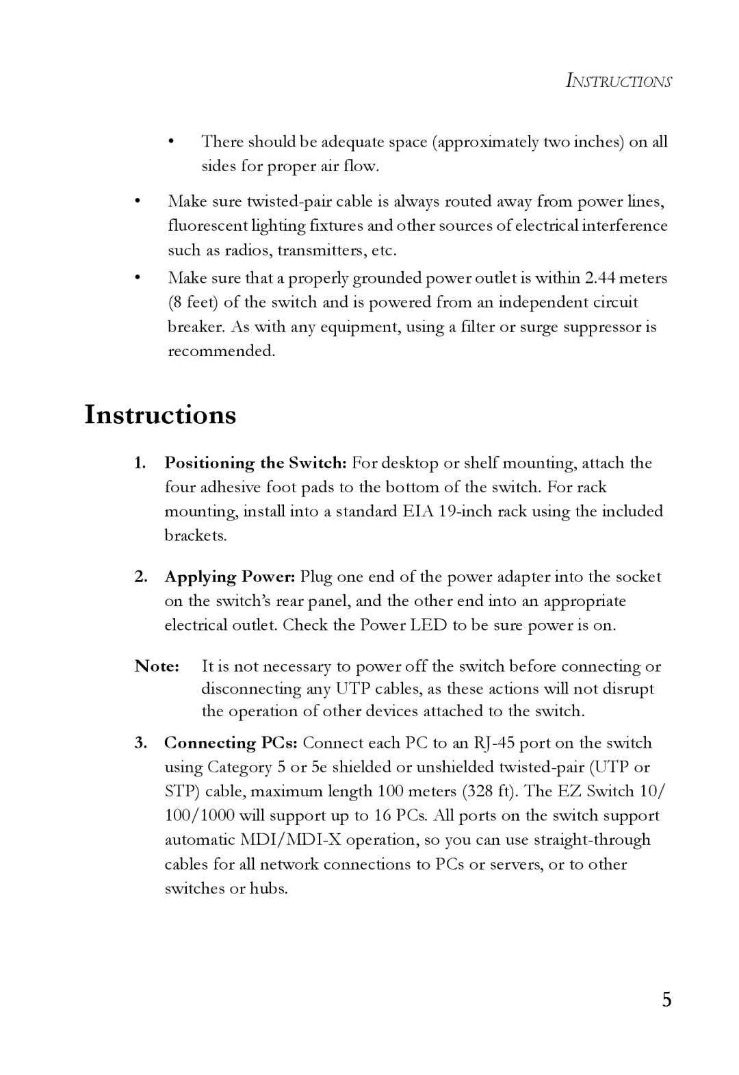 SMC Networks SMCGS24 manual Instructions 