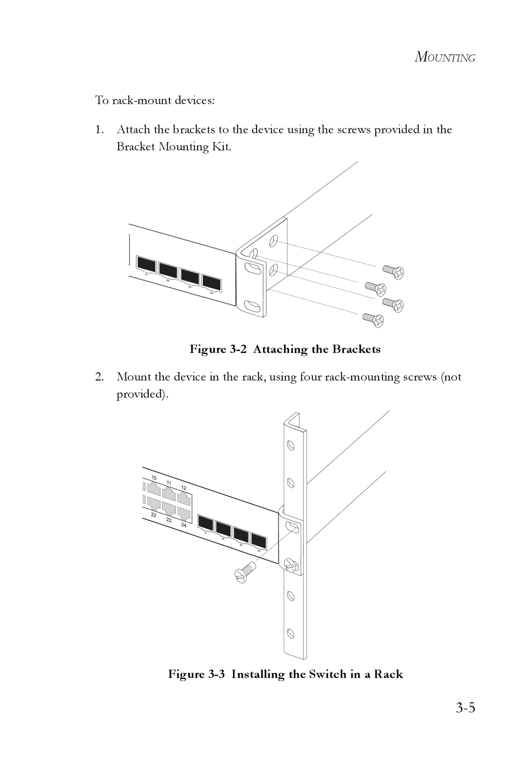 SMC Networks SMCGS24C-Smart manual Attaching the Brackets 