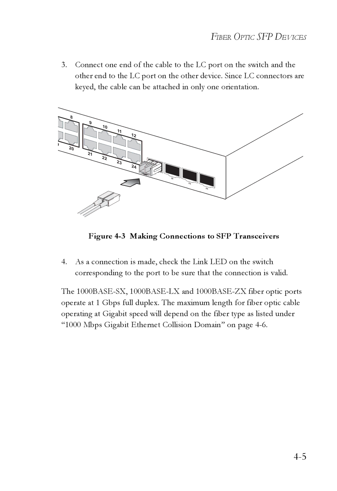 SMC Networks SMCGS24C-Smart manual Making Connections to SFP Transceivers 