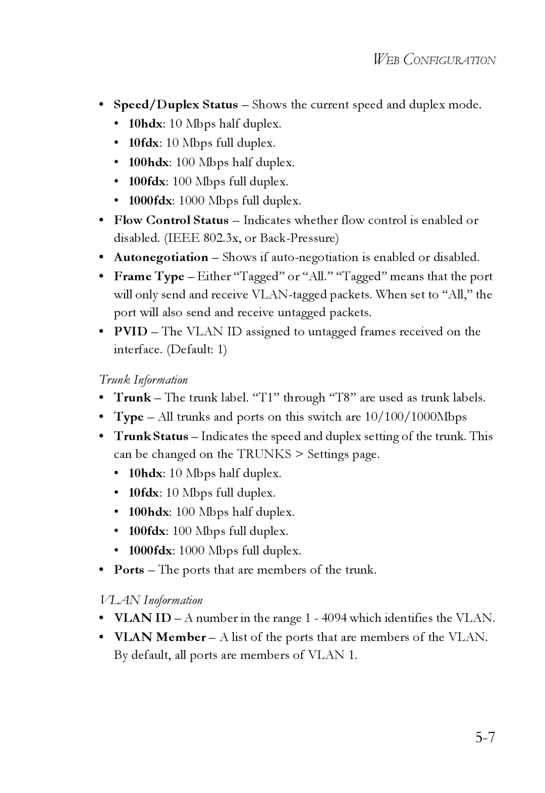 SMC Networks SMCGS24C-Smart manual Trunk Information 