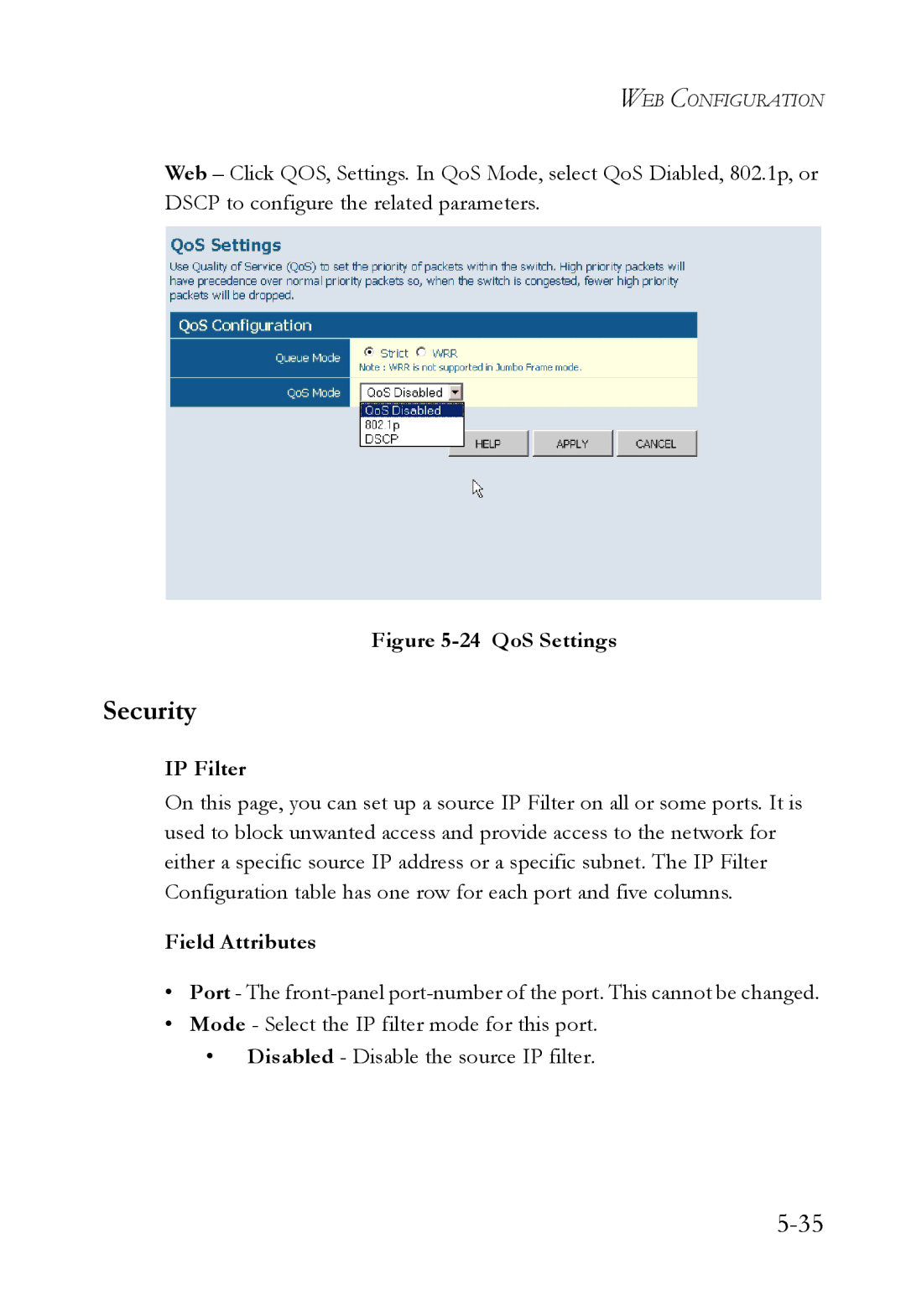 SMC Networks SMCGS24C-Smart manual Security, IP Filter 