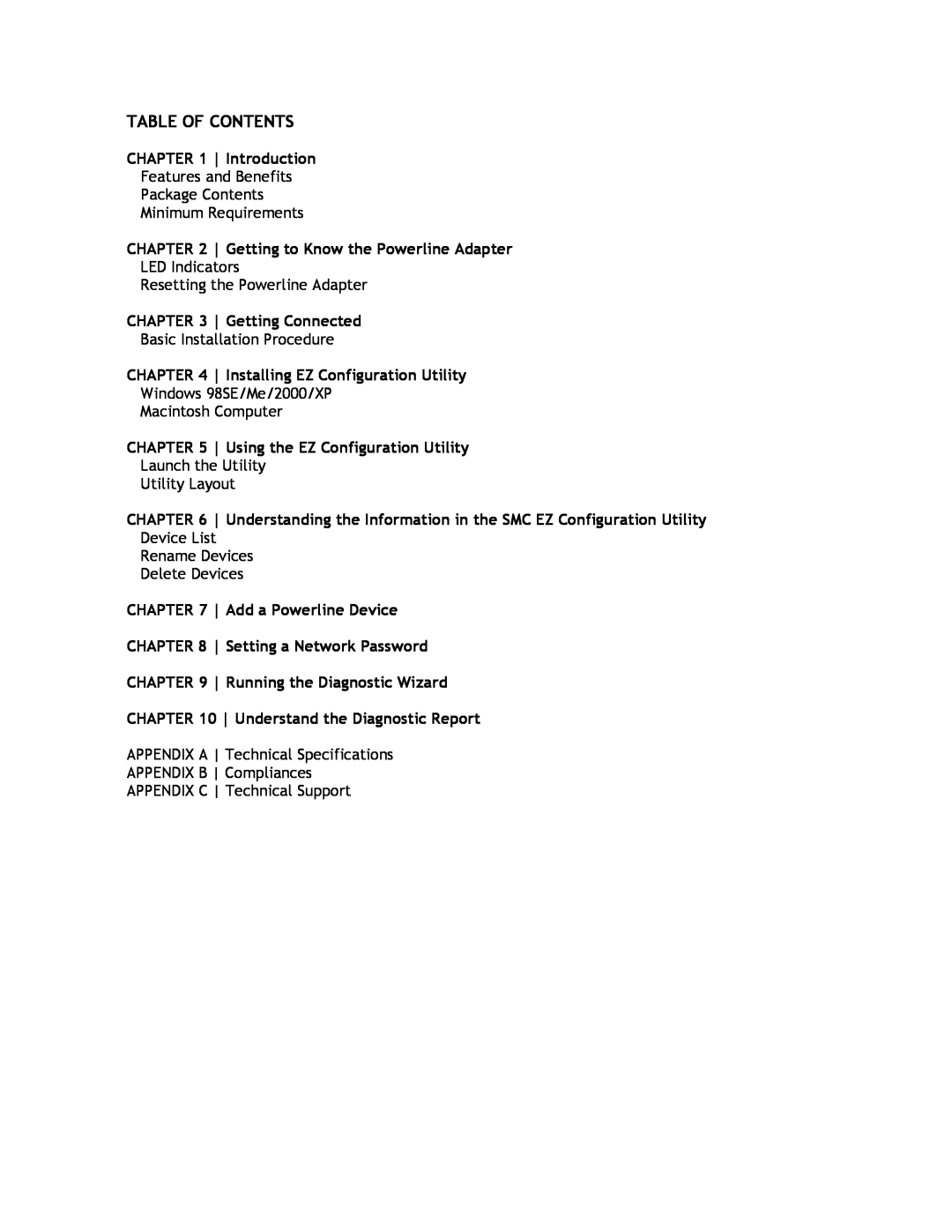 SMC Networks SMCHP1D-ETH manual Table Of Contents 