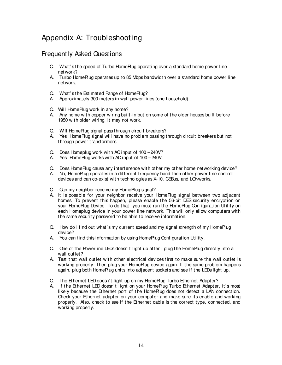 SMC Networks SMCHT-ETH manual Appendix a Troubleshooting, Frequently Asked Questions 